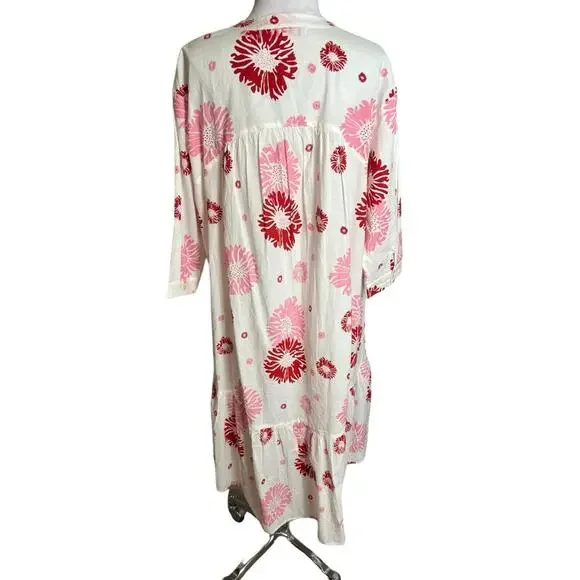 Ro's Garden Caroline Cover Up Tunic Dress in Floral Pink & Red XS Tuckernuck